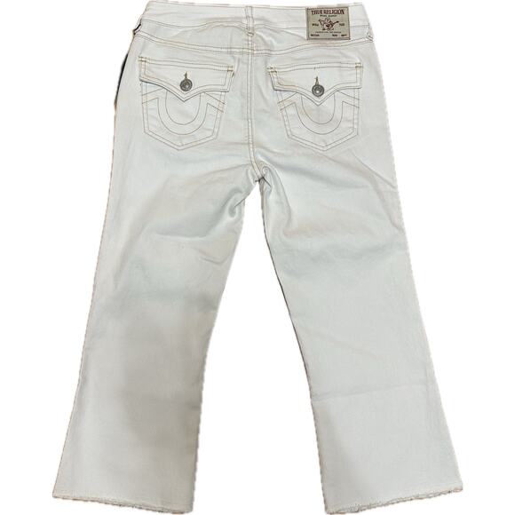 True Religion Optic White Flare Capri Jeans Sz 27 NWT - Picture 2 of 11